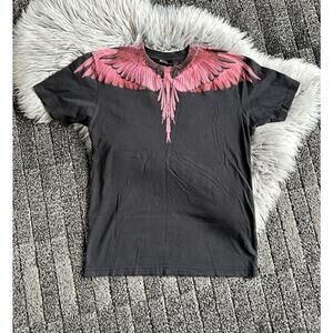 Marcelo Burlon County of Milan Icon Wings T Shirt Black Red Pink Small Cotton T